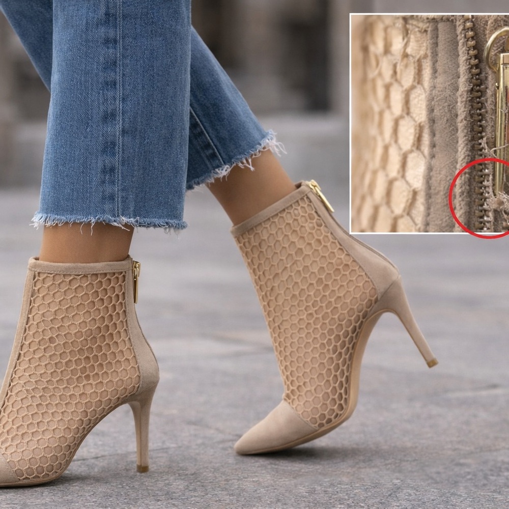 L’AGENCE Beige Mesh + Suede Ankle Booties | Size 9